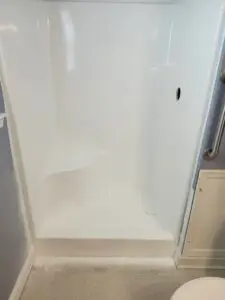 Fiberglass Shower Reglazing in Williamstown — fiberglass shower gloss white